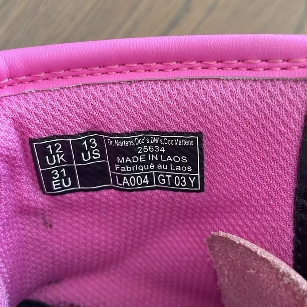 Dr. Martens Kids Leather Lace Up Boots Pink Size 13 US